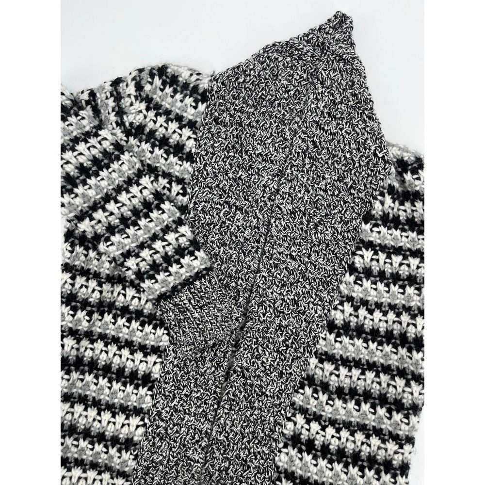 LOFT Womens Black White Wool Mohair Alpaca Blend‎ Open Front Cardigan Sweater M